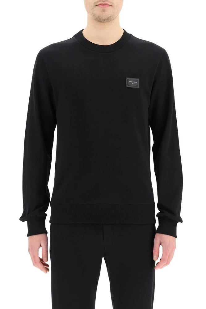 ( New Season ) Dolce & Gabbana Logo Patch Crewneck Sweatshirt - Black 2 ( New Season ) Dolce & Gabbana Logo Patch Crewneck Sweatshirt - Black - Image 2