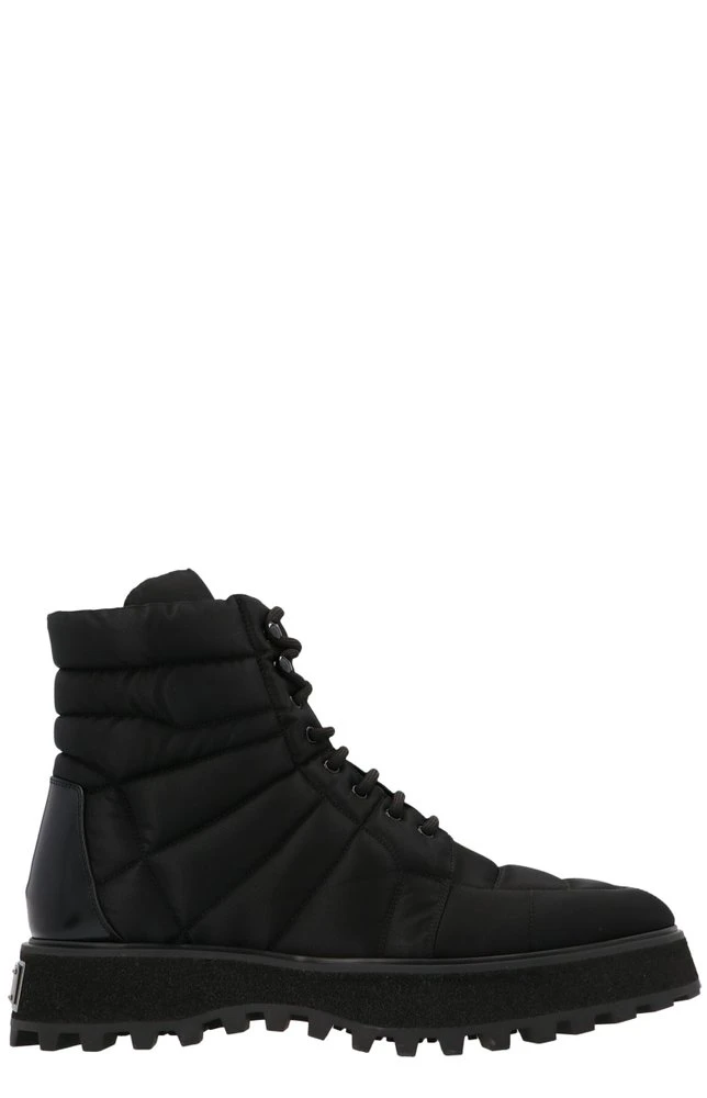 Dolce & Gabbana Quilted Lace-Up Ankle Boots - Black 1 Dolce & Gabbana Quilted Lace-Up Ankle Boots - Black