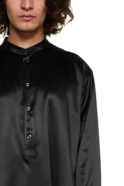 ( New Season ) Dolce & Gabbana Long-Sleeve Satin Shirt - Black -Cheap Vestureo Store 53ed45c73442bcfb1e707585fbc2a2ab