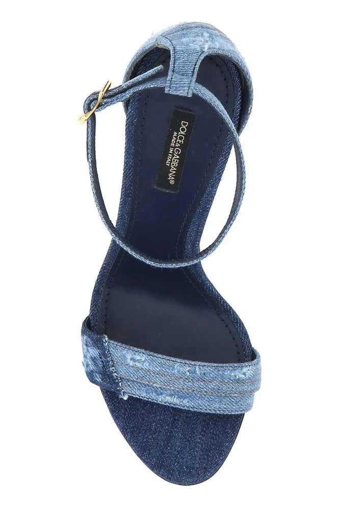 Dolce & Gabbana DG Heel Denim Sandals - Blue 3 Dolce & Gabbana DG Heel Denim Sandals - Blue - Image 3
