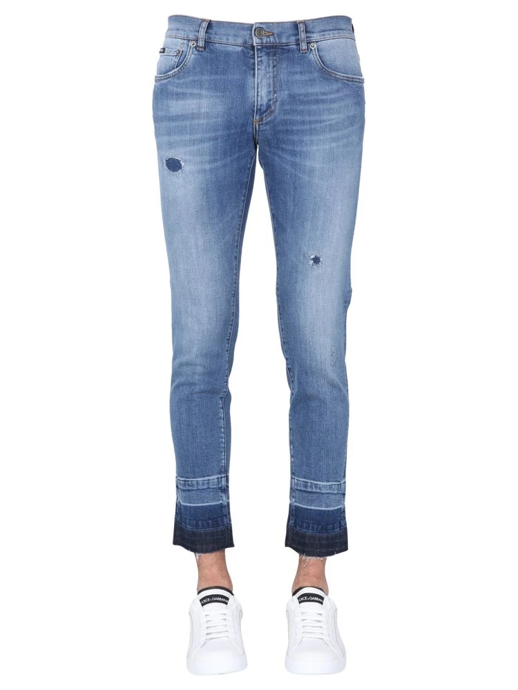 Dolce & Gabbana Distressed Straight-Leg Jeans - Blue 4 Dolce & Gabbana Distressed Straight-Leg Jeans - Blue - Image 4