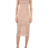 ( New Season ) Dolce & Gabbana Ruched Sleeveless Midi Dress - Beige