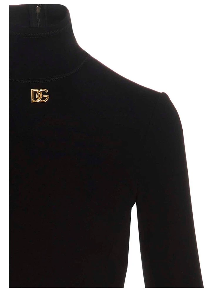 Dolce & Gabbana DG Embellished Long Sleeve Dress - Black 3 Dolce & Gabbana DG Embellished Long Sleeve Dress - Black - Image 3