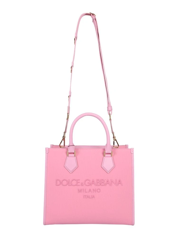 ( New Season ) Dolce & Gabbana Logo Embroidered Tote Bag - Pink 4 ( New Season ) Dolce & Gabbana Logo Embroidered Tote Bag - Pink - Image 4