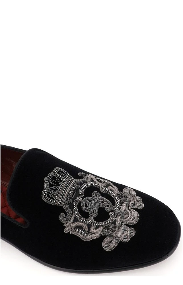 Dolce & Gabbana Monogram Embroidered Loafers - Black 4 Dolce & Gabbana Monogram Embroidered Loafers - Black - Image 4