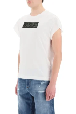 ( New Season ) Dolce & Gabbana Logo Patch Crewneck T-Shirt - White -Cheap Vestureo Store 55ffd032b8d221299fdfd32537920f61
