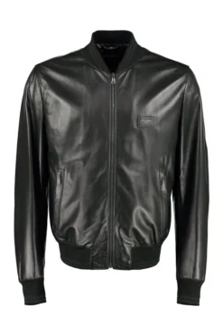 Dolce & Gabbana Leather Bomber Jacket - Black