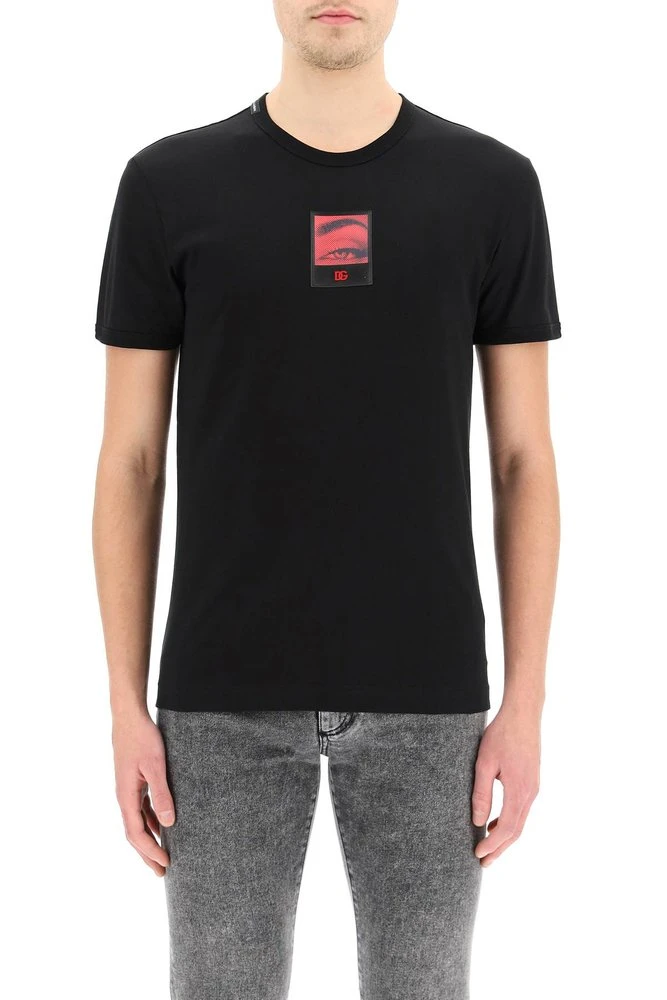 ( New Season ) Dolce & Gabbana Logo Patch Crewneck T-Shirt - Black 2 ( New Season ) Dolce & Gabbana Logo Patch Crewneck T-Shirt - Black - Image 2