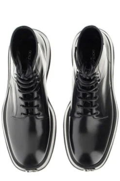 ( New Season ) Dolce & Gabbana Logo Plaque Lace-Up Boots - Black -Cheap Vestureo Store 5800a76647ebe2bb5c143b4621d0eaea