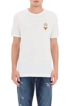 Dolce & Gabbana Logo Embroidered T-Shirt - White -Cheap Vestureo Store 587015dc15572efb1208af80877c7899