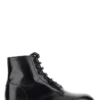 ( New Season ) Dolce & Gabbana Logo Plaque Lace-Up Boots - Black