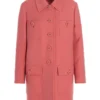 ( New Season ) Dolce & Gabbana DG Logo Single-Breasted Coat - Pink