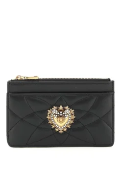 ( New Season ) Dolce & Gabbana Devotion Zipped Cardholder - Black