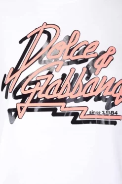 ( New Season ) Dolce & Gabbana Logo Print Crewneck T-Shirt - White -Cheap Vestureo Store 59768d973e743352e4aa72b6b240ed85