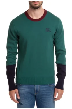 Dolce & Gabbana Logo Embroidered Knit Sweater - Green