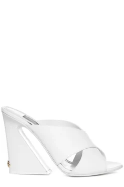 ( New Season ) Dolce & Gabbana Keira Geometric-Heel Mules - White