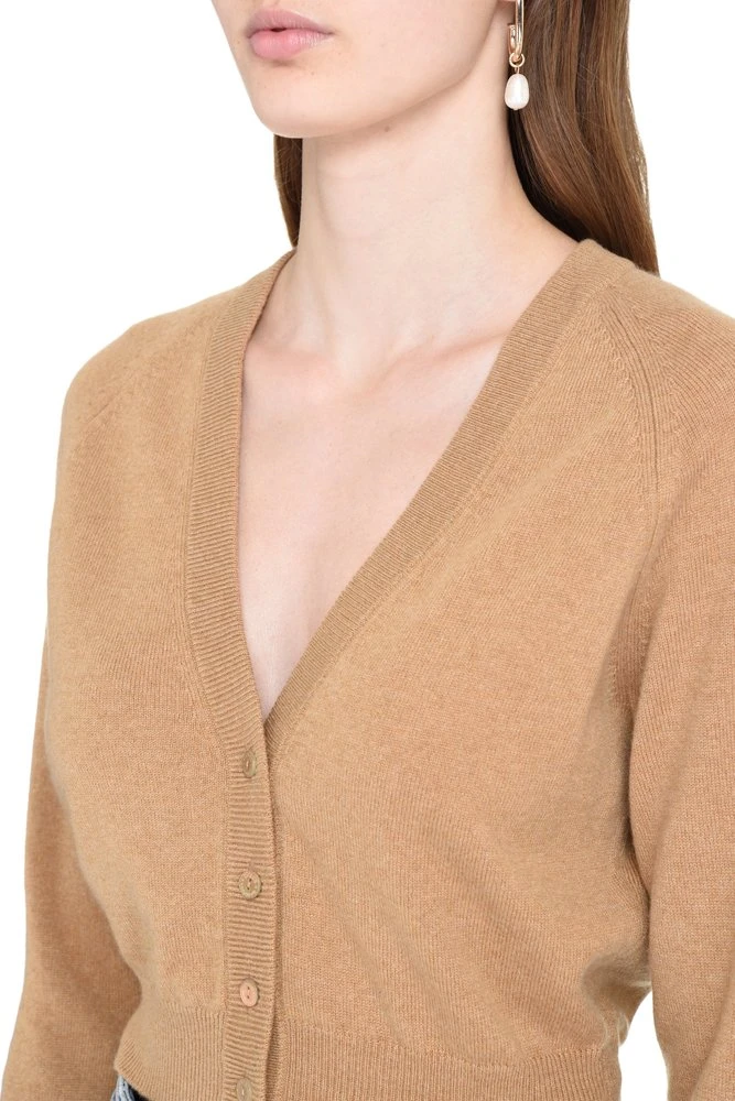 Dolce & Gabbana V-Neck Cropped Cardigan - Brown 5 Dolce & Gabbana V-Neck Cropped Cardigan - Brown - Image 5