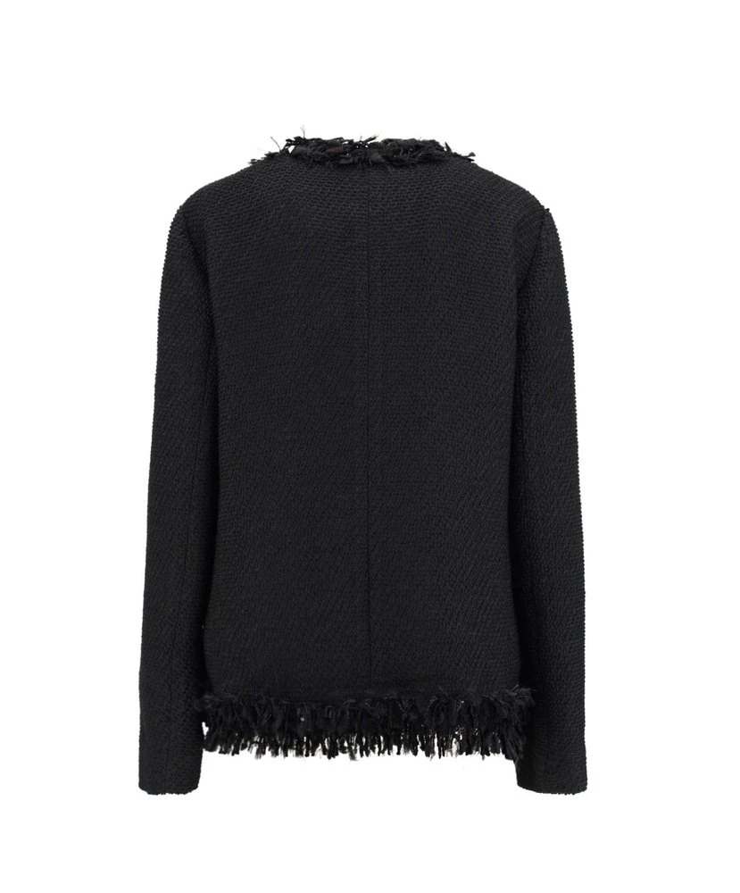 ( New Season ) Dolce & Gabbana Frayed Long-Sleeved Jacket - Black 2 ( New Season ) Dolce & Gabbana Frayed Long-Sleeved Jacket - Black - Image 2