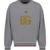 ( New Season ) Dolce & Gabbana Logo Printed Crewneck Sweatshirt - Grey