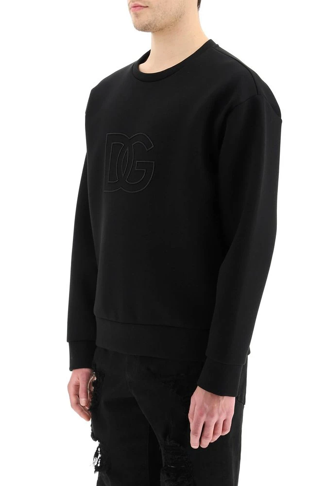 ( New Season ) Dolce & Gabbana Logo Embroidered Crewneck Sweatshirt - Black 4 ( New Season ) Dolce & Gabbana Logo Embroidered Crewneck Sweatshirt - Black - Image 4