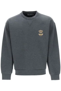 ( New Season ) Dolce & Gabbana Bee Embroidered Sweatshirt - Grey