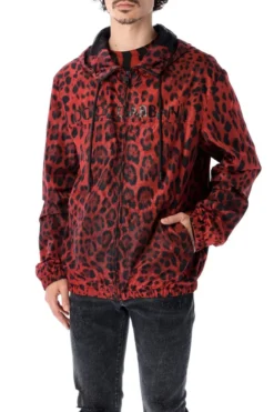 ( New Season ) Dolce & Gabbana Leopard Printed Hooded Jacket - Red -Cheap Vestureo Store 5aab63da4b0e83e84ae3e764ff18886d