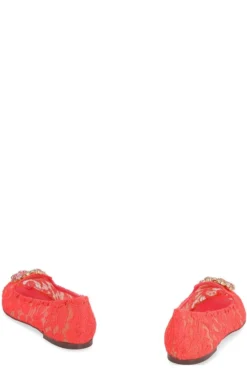 Dolce & Gabbana Vally Taormina Lace Ballerina Flats - Orange -Cheap Vestureo Store 5b235760748b17142c42f03ba4851f4d