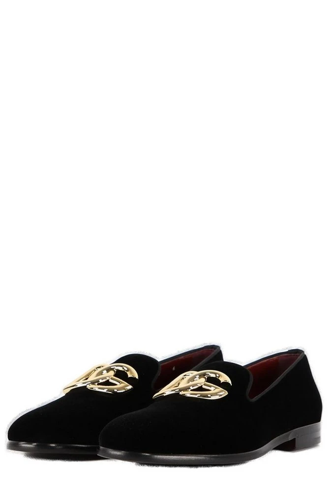 ( New Season ) Dolce & Gabbana DG Logo Plaque Slip-On Loafers - Black 3 ( New Season ) Dolce & Gabbana DG Logo Plaque Slip-On Loafers - Black - Image 3
