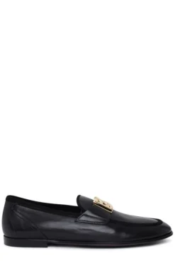 ( New Season ) Dolce & Gabbana Ariosto Plaque Loafers - Black