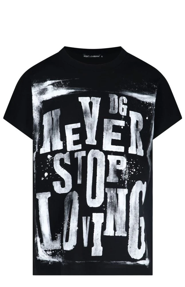 Dolce & Gabbana Lettering Printed T-Shirt - Black 1 Dolce & Gabbana Lettering Printed T-Shirt - Black