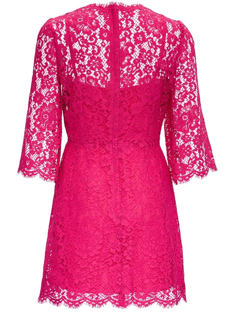 Dolce & Gabbana Lace Embroidered Mini Dress - Pink 2 Dolce & Gabbana Lace Embroidered Mini Dress - Pink - Image 2