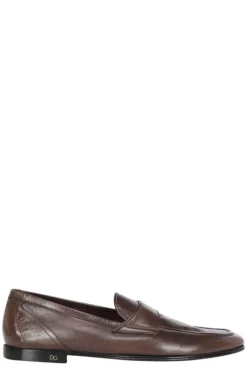 Dolce & Gabbana Monogram Plaque Loafers - Brown