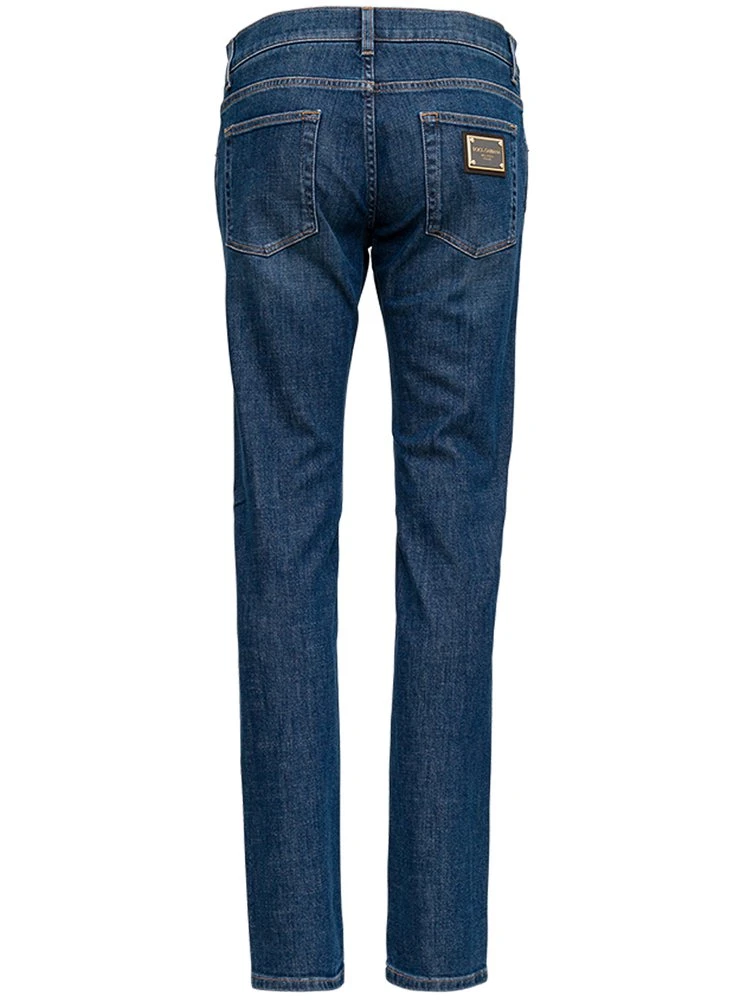 ( New Season ) Dolce & Gabbana Logo Patch Skinny Jeans - Blue 2 ( New Season ) Dolce & Gabbana Logo Patch Skinny Jeans - Blue - Image 2