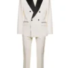 ( New Season ) Dolce & Gabbana Double-Breasted Slim Fit Tuxedo Suit - White
