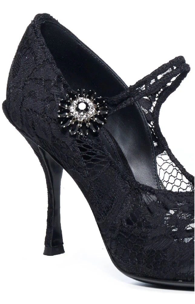Dolce & Gabbana Jewelled Lace Pumps - Black 4 Dolce & Gabbana Jewelled Lace Pumps - Black - Image 4