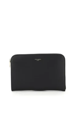 ( New Season ) Dolce & Gabbana Monreale Logo Clutch Bag - Black