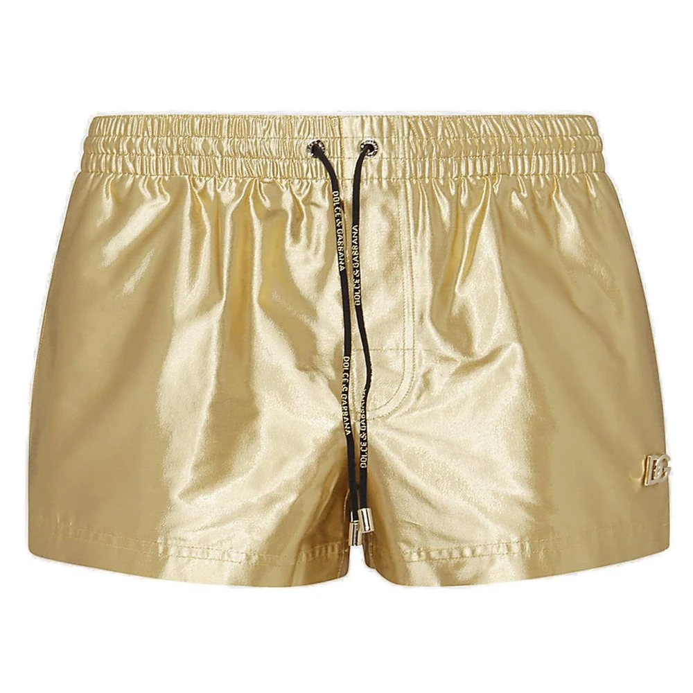 ( New Season ) Dolce & Gabbana DG Logo Short Swim Trunks - Gold 1 ( New Season ) Dolce & Gabbana DG Logo Short Swim Trunks - Gold