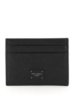 ( New Season ) Dolce & Gabbana Logo Plaque Cardholder - Black