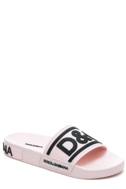 ( New Season ) Dolce & Gabbana Logo Detailed Slides - Pink -Cheap Vestureo Store 5e52976e378e72639b1dfdcb40cf3d4c