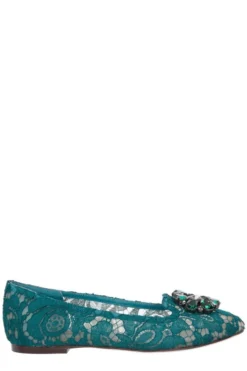 ( New Season ) Dolce & Gabbana Embellished Ballerina Shoes - Green