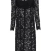 ( New Season ) Dolce & Gabbana Lace Long-Sleeved Midi Dress - Black