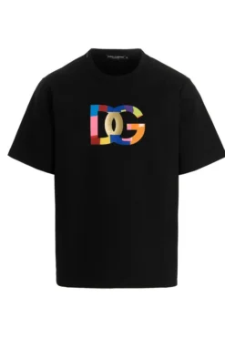( New Season ) Dolce & Gabbana Logo Print Crewneck T-Shirt - Black