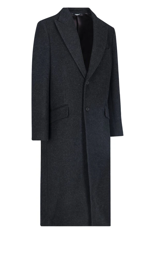 Dolce & Gabbana Single-Breasted Mid-Length Coat - Grey 3 Dolce & Gabbana Single-Breasted Mid-Length Coat - Grey - Image 3