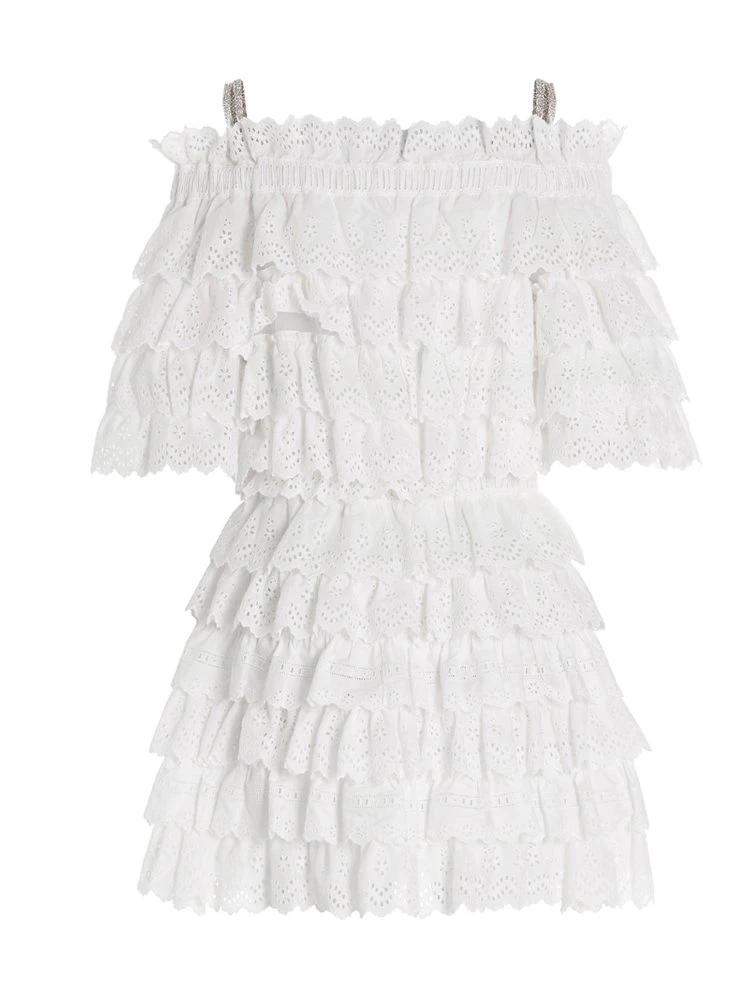 ( New Season ) Dolce & Gabbana Off-Shoulder Lodo Plaque Dress - White 2 ( New Season ) Dolce & Gabbana Off-Shoulder Lodo Plaque Dress - White - Image 2