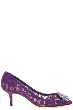 Dolce & Gabbana Taormina Lace Embellished Pumps - Purple