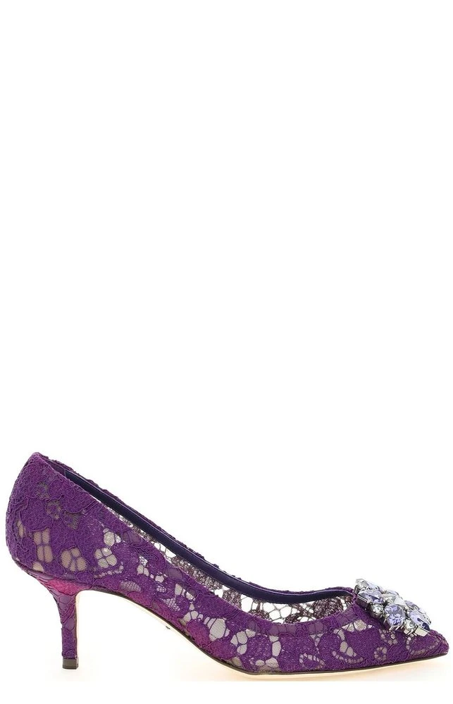 Dolce & Gabbana Taormina Lace Embellished Pumps - Purple 1 Dolce & Gabbana Taormina Lace Embellished Pumps - Purple