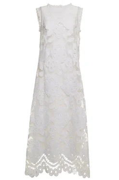 ( New Season ) Dolce & Gabbana Lace Detailed Sleeveless Maxi Dress - White