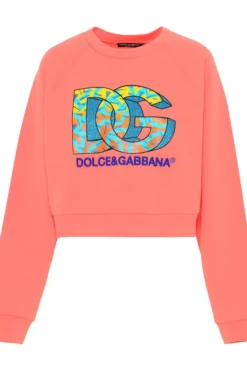 ( New Season ) Dolce & Gabbana Logo Detailed Crewneck Sweatshirt - Pink