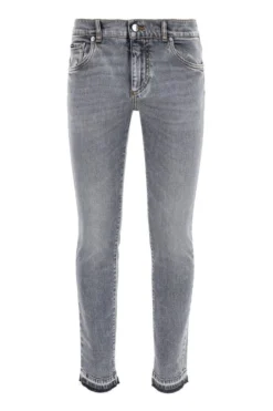 Dolce & Gabbana Logo Plaque Straight-Leg Jeans - Grey