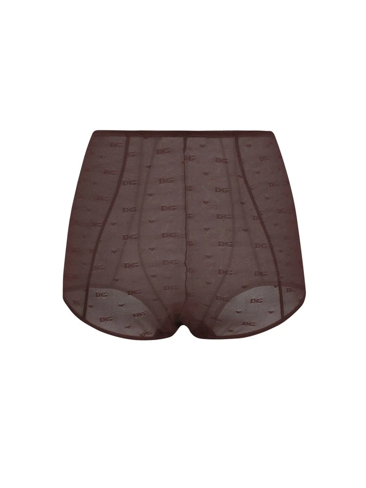 ( New Season ) Dolce & Gabbana High-Rise Monogram Briefs - Brown 2 ( New Season ) Dolce & Gabbana High-Rise Monogram Briefs - Brown - Image 2